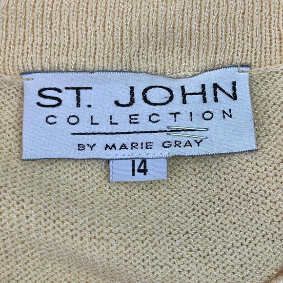 St. John by Marie Gray Women's Yellow Knit Button Down Striped Cardigan 14 - Picture 6 of 11